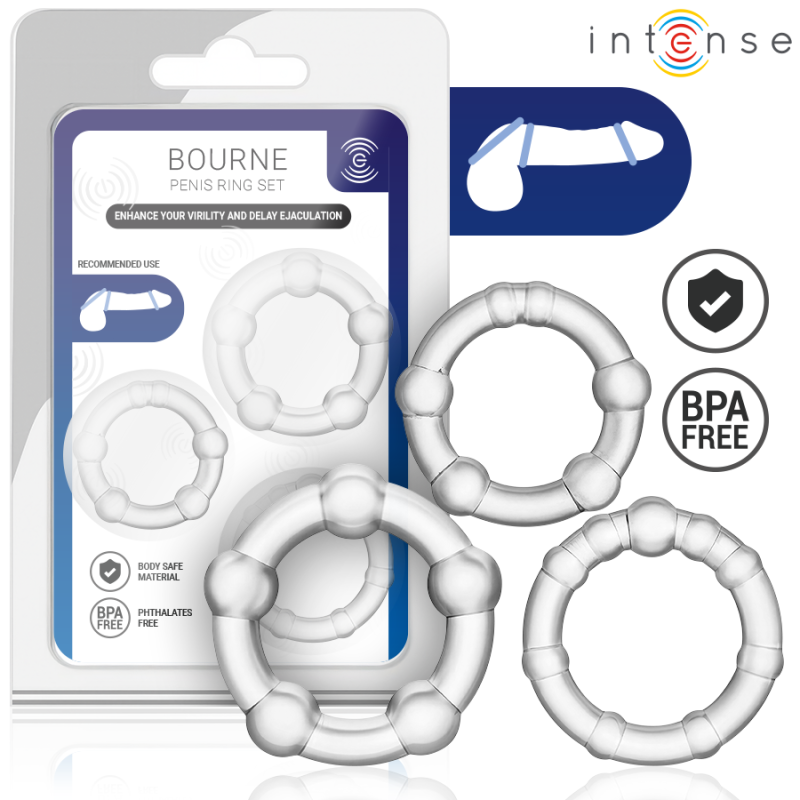 INTENSO - JUEGO DE 3 ANILLOS PARA PENE BOURNE