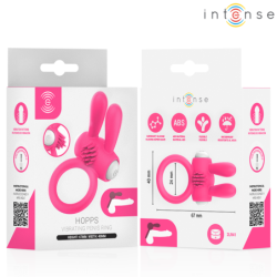 INTENSE - ANILLO VIBRATORIO PARA PENE HOPPS CON ESTIMULACIÓN CLITORAL ROSA
