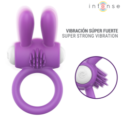 INTENSE - ANILLO VIBRATORIO PARA PENE HOPPS CON ESTIMULACIÓN CLITORAL MORADO