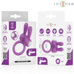 INTENSE - ANILLO VIBRATORIO PARA PENE HOPPS CON ESTIMULACIÓN CLITORAL MORADO
