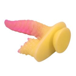 POWER MONSTERS - DILDO DE FANTASÍA DE MONSTRUO ONDULADO CON VENTOSA 22,5 CM Ø 5,5 CM ROSA Y AMARILLO