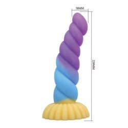 POWER MONSTERS - DILDO DE SILICONA DE FANTASÍA TRICOLOR DE UNICORNIO 22 CM Ø 5 CM