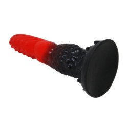 POWER MONSTERS - DILDO DE FANTASÍA DRAGÓN DE FUEGO CON VENTOSA 24,5 CM Ø 5,8 CM ROJO Y NEGRO