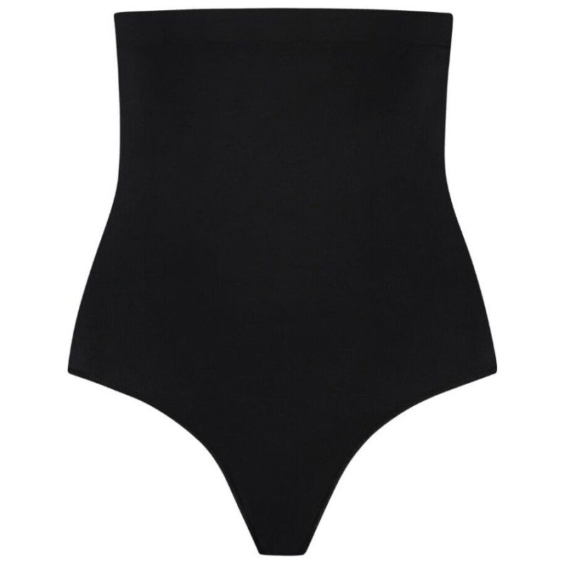 BYE-BRA - TANGA DE TALLE ALTO SIN COSTURAS, TACTO SUAVE, COLOR NEGRO, TALLA XXL