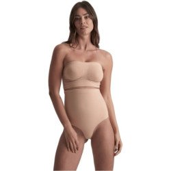 BYE-BRA - TANGA DE TALLE ALTO SIN COSTURAS, TACTO SUAVE, COLOR BEIGE, TALLA XXL