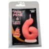 DIABLO PICANTE - VELA CON FORMA DE PENE CON FORMA DEL NÚMERO 6, COLOR ROSA