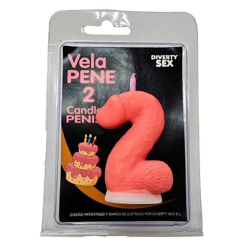 DIABLO PICANTE - VELA CON FORMA DE PENE CON FORMA DEL NÚMERO 2, COLOR ROSA