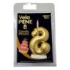 DIABLO PICANTE - VELA CON FORMA DE PENE CON EL NÚMERO 8, COLOR DORADO