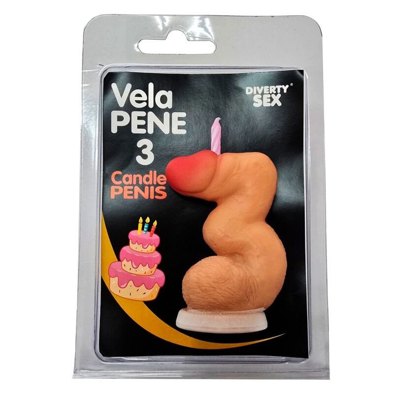 DIABLO PICANTE - VELA CON FORMA DE PENE CON LA FORMA DEL NÚMERO 3 COLOR CARNE