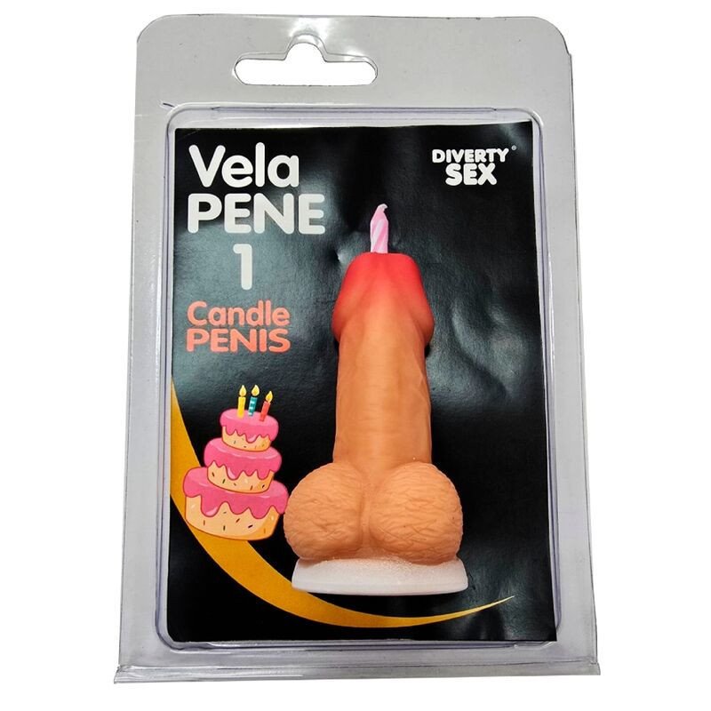 DIABLO PICANTE - VELA CON FORMA DE PENE CON LA FORMA DEL NÚMERO 1 COLOR CARNE