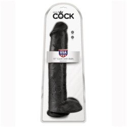 KING COCK - DILDO REALISTA CON TESTÍCULOS 38 CM NEGRO