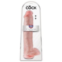 KING COCK - DILDO REALISTA CON TESTÍCULOS Y VENTOSA, 38 CM DE CARNE