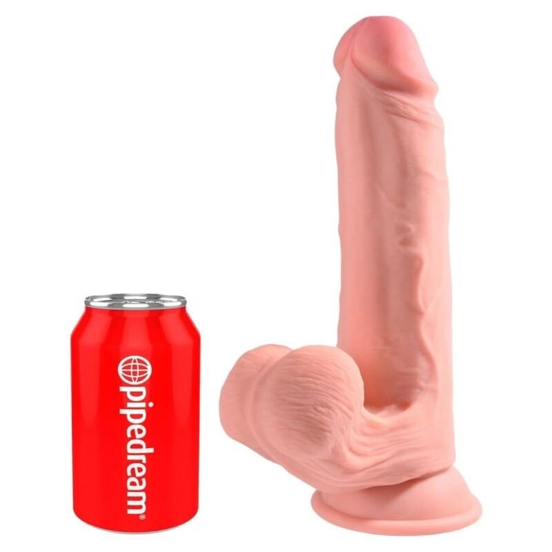KING COCK PLUS - DILDO REALISTA DE TRIPLE DENSIDAD CON TESTÍCULOS BALANCEADORES, 23 CM DE CARNE