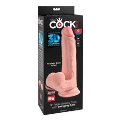 KING COCK PLUS - DILDO REALISTA DE TRIPLE DENSIDAD CON TESTÍCULOS BALANCEADORES, 23 CM DE CARNE