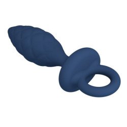 MR PLAY - TAPÓN ANAL TEXTURIZADO CON ANILLO AZUL S