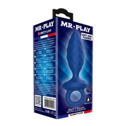MR PLAY - TAPÓN ANAL TEXTURIZADO CON ANILLO AZUL M