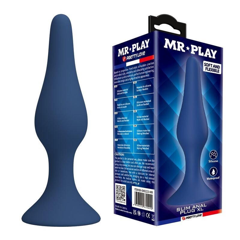 MR PLAY - TAPÓN ANAL DE SILICONA CÓNICO AZUL XL