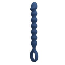 MR PLAY - PERLAS ANALES DE SILICONA AZUL Y TAPÓN ANAL -Ø- 3,4 CM - 28,5 CM