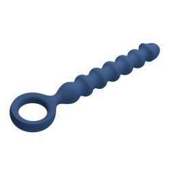 MR PLAY - PERLAS ANALES DE SILICONA AZUL Y TAPÓN ANAL -Ø- 3,4 CM - 28,5 CM