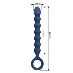 MR PLAY - PERLAS ANALES DE SILICONA AZUL Y TAPÓN ANAL -Ø- 3,4 CM - 28,5 CM