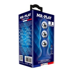 MR PLAY - TAPÓN ANAL CON BOLAS METÁLICAS Y VENTOSA AZUL
