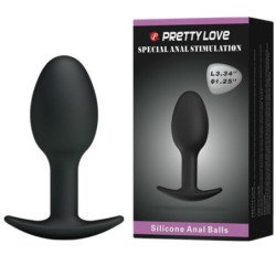 PRETTY LOVE - TAPÓN ANAL DE SILICONA DE 6,5 CM NEGRO
