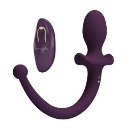 PRETTY LOVE - Tapón anal vibrador LIOEA con cola, 12 funciones, control remoto morado