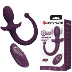 PRETTY LOVE - Tapón anal vibrador LIOEA con cola, 12 funciones, control remoto morado
