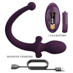 PRETTY LOVE - Tapón anal vibrador LIOEA con cola, 12 funciones, control remoto morado