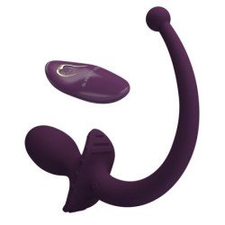 PRETTY LOVE - Tapón anal vibrador LIOEA con cola, 12 funciones, control remoto morado