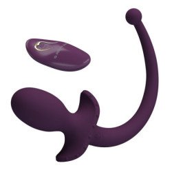PRETTY LOVE - Tapón anal vibrador LIOEA con cola, 12 funciones, control remoto morado
