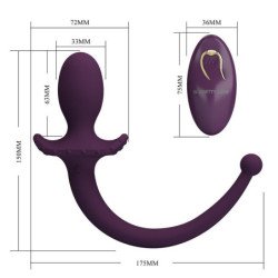 PRETTY LOVE - Tapón anal vibrador LIOEA con cola, 12 funciones, control remoto morado