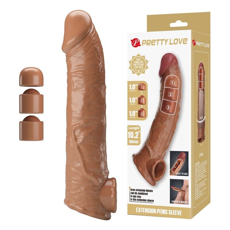 PRETTY LOVE - FUNDA DE EXTENSIÓN DE PENE AJUSTABLE 26 CM Ø 4 CM NATURAL