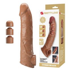 PRETTY LOVE - FUNDA DE EXTENSIÓN DE PENE AJUSTABLE 26 CM Ø 4 CM MARRÓN