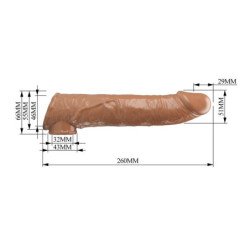 PRETTY LOVE - FUNDA DE EXTENSIÓN DE PENE AJUSTABLE 26 CM Ø 4 CM MARRÓN