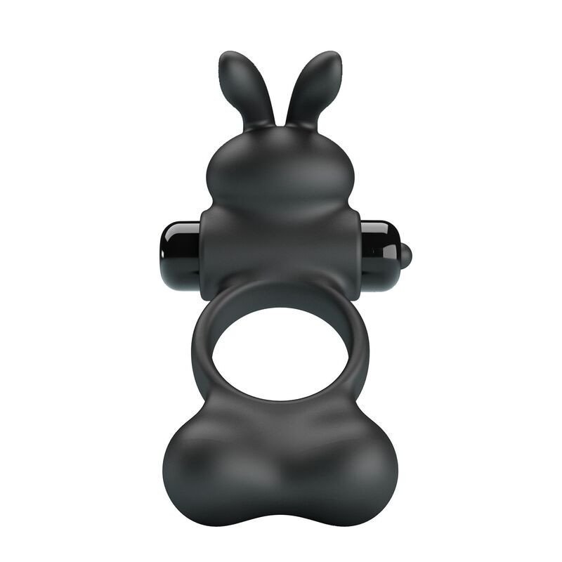 PRETTY LOVE - ANILLO VIBRATORIO PARA PENE CON ESTIMULADOR DE CONEJO, 10 FUNCIONES, NEGRO