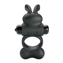 PRETTY LOVE - ANILLO VIBRATORIO PARA PENE CON ESTIMULADOR DE CONEJO, 10 FUNCIONES, NEGRO