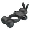 PRETTY LOVE - ANILLO VIBRATORIO PARA PENE CON ESTIMULADOR DE CONEJO, 10 FUNCIONES, NEGRO