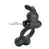PRETTY LOVE - ANILLO VIBRATORIO PARA PENE CON ESTIMULADOR DE CONEJO, 10 FUNCIONES, NEGRO