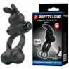 PRETTY LOVE - ANILLO VIBRATORIO PARA PENE CON ESTIMULADOR DE CONEJO, 10 FUNCIONES, NEGRO