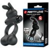 PRETTY LOVE - ANILLO VIBRATORIO PARA PENE CON ESTIMULADOR DE CONEJO, 10 FUNCIONES, NEGRO
