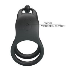 PRETTY LOVE - ANILLO PARA PENE RECARGABLE DE DOBLE VIBRACIÓN GOODWIN NEGRO