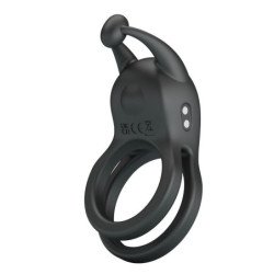 PRETTY LOVE - ANILLO PARA PENE RECARGABLE DE DOBLE VIBRACIÓN GOODWIN NEGRO