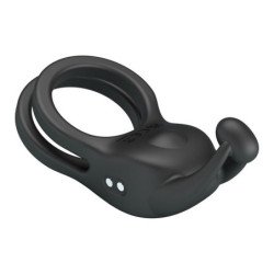 PRETTY LOVE - ANILLO PARA PENE RECARGABLE DE DOBLE VIBRACIÓN GOODWIN NEGRO