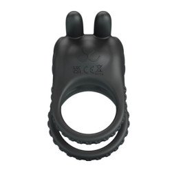 PRETTY LOVE - ANILLO VIBRADOR RECARGABLE PARA PENE SINI, 10 FUNCIONES, NEGRO