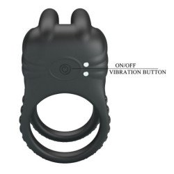 PRETTY LOVE - ANILLO VIBRADOR RECARGABLE PARA PENE SINI, 10 FUNCIONES, NEGRO