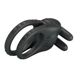 PRETTY LOVE - ANILLO VIBRADOR RECARGABLE PARA PENE SINI, 10 FUNCIONES, NEGRO