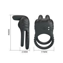 PRETTY LOVE - ANILLO VIBRADOR RECARGABLE PARA PENE SINI, 10 FUNCIONES, NEGRO