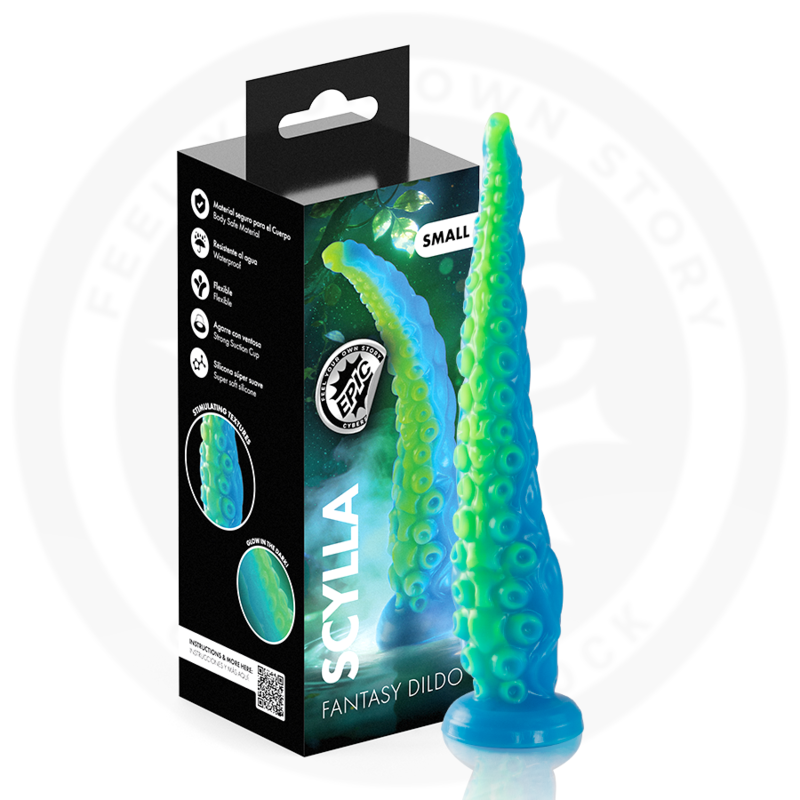 EPIC - DILDO SCYLLA DE TENTÁCULOS FINOS FLUORESCENTES DE TAMAÑO PEQUEÑO