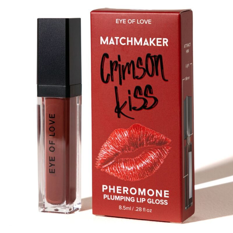 EYE OF LOVE - Brillo labial rojo Crimson Kiss de Matchmaker con efecto voluminizador y feromonas, 8,5 ml.